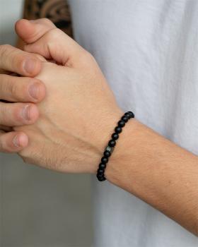 Preview: Armband mit 6 mm mattem Achatstein - Mat Black 6mm